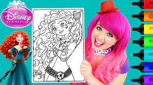 This time, find your orange crayons! Coloring Brave Merida Disney Princess Coloring Page Prismacolor Paint Markers Kimmi The Clown Youtube