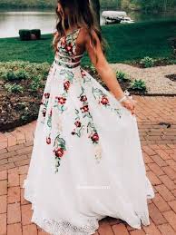 Charming A Line V Neck Backless White Lace Prom Dresses With Embroidery Beautiful Evening Dresses Pd0902003 White Lace Prom Dress Beautiful Evening Dresses Lace Evening Dresses