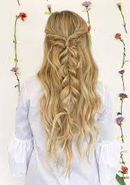 Half Up Half Down Braid Hairstyle Inspiration Hair Styles Braided Hairstyles Long Curly Wedding Hair
