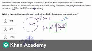 Determining Sample Size Based On Confidence And Margin Of Error Video Khan Academy