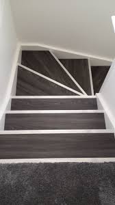 Allure Locking Gen 3 Aspen Oak Black With Silver Fluted Stair Nosing Stairs Vinyl Stairs Tiles Design Tiled Staircase
