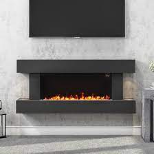 Fireplace inserts, fireplace, wall mounted fireplace, electric fireplaces, wall mounted electric fireplaces, mantels, fireplace insert, fireplaces, mantel packages, fireplace remodel, fireplace remodels, fireplace installation. Amberglo Grey Wall Mounted Electric Fireplace Suite With Log Pebble Fuel Bed Buyitdirect Ie