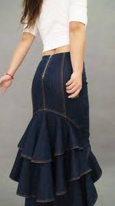 Aliexpress Com Buy Plus Size Xl Fashion Denim Fish Tail Skirt Layers Of Ruffles Patchwork Cowboys Mermaid Skirt Long Denim Jeans Uzun Kot Etek Kot Etek Etek
