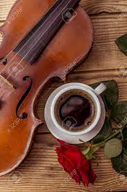 Coffee & violin 18 coffee time pieces in popular style. Violin Coffee And Rose Close Up Lying On The Wood Table Stock Photo Picture And Royalty Free Image Image 50870563