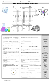 metals nonmetals and metalloids crossword puzzle