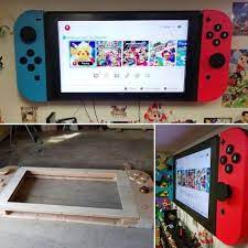 Make Your 65 Inch Screen Into A Lifesize Nintendo Switch Make Out Of Wood Or Foam Nintendo Party Game Room Boys Game Room Video Game Bedroom Gamer Room Diy