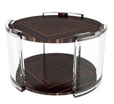Macassar Ebony Veneer Side Table Wood Veneer Acrylic Furniture Contemporary Side Tables
