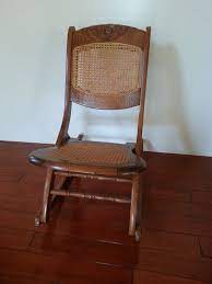 Folding Rocking Chair Antique Carved Solid Oak By Houseofmintage 175 00 Rocking Chair Folding Rocking Chair Chair