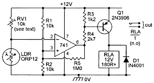 This circuit is under:, circuits, light sensor circuit using op amp 741 l23396 this is a one of the light sensor. Light Sensitive Circuits Nuts Volts Magazine