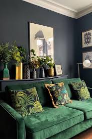 Palmeral Large Velvet Cushion Midnight Green Credit Houselust Via Instagram Living Room Green Living Room Decor House Interior