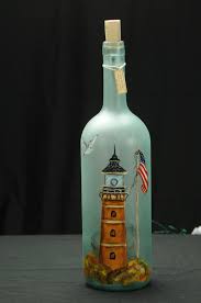 1 5 Ltr Hand Painted Lighted Wine Bottle Lamp Lighthouse In Etsy In 2020 Wine Bottle Diy Crafts Lighted Wine Bottles Wine Bottle Lamp