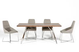 30 h x 96 l x 36 w, base color: Modrest Stark Modern Walnut Stainless Steel Dining Table