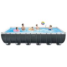 Our rectangle shape offers classic lines blended with modern features for added comfort and relaxation. Intex 24ft X 12ft X 52 Ultra Xtr Frame Rectangular Above Ground Swimming Pool With Sand Saltwater System And Accessories 26368 Sunshine Pools