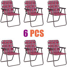 Folding artem 77.6'' long reclining single chaise (set of 2) by wrought studio™. Folding Lawn Chairs Set Of 6 Outdoor Portable Beach Chair W Stable Steel Frame For Camping