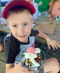 Friday Sundae Fun-Day! For our last camp project we made Model Magic ice  cream sundaes. The kids tinted their own custom colors and swirled their  colors to make marbleized scoops, then drizzled