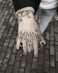 Stick And Poke Tattoo On Instagram Repost Crispoke051 Handpoked Freehand Flames Poke Tattoo Small Hand Tattoos Finger Tattoos