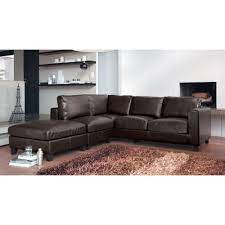 Profitez de la livraison offerte ! Canape D Angle Droit Convertible 5 Places En Croute De Cuir Marron Kennedy Maisons Du Monde