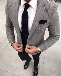 Black And Grey Combination Dress For Men Men S Grey Wool Blazer White Dress Shirt Black Chinos Black Leather Oxford Shoes Wedding Suits Men Black Wedding Suits Men Grey Wedding Suits Men