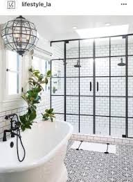 Bathroom White Subway Tile With Dark Grout Skylight Over Walk In Shower Stand Alone Tub By Kelseyinfo Unique Shower Doors Beautiful Bathrooms House Bathroom