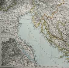 1882 antique large map of the adriatic sea and the balkans