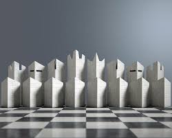 Oak wood and gold plated metal modern contemporary chess set. Modern Chess Set Digital Art By Allan Swart