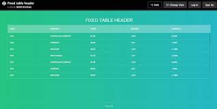 Codepen Fixed Table Header Table Template Templates Simple