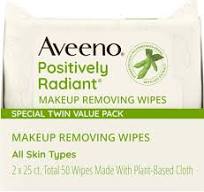 Aveeno Positively Radiant Makeup Remover Wipes, Oil Free, Alcohol Free,  Non-Comedogenic Facial Cleansing Wipes, Gentle Face Wipes for Sensitive  Skin, ...