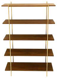 The wall mount shelves are easy to set up, adding a nice design. Midcentury Style Walnut And Gold Wall Unit Contemporary Display And Wall Shelves By California Modern Woodworks Houzz