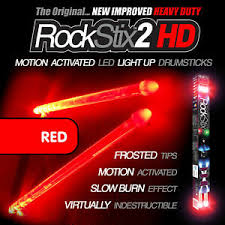 Red Rockstix Motion Activated Led Light Up Drumsticks Drum Sticks Firestix 5060145465664 Ebay