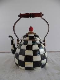 Black And White Checkered Tea Kettle Mackenzie Childs Courtly Black And White Checkered Enamelware Tea Kettle Tea Kettle Mackenzie Childs Enamelware