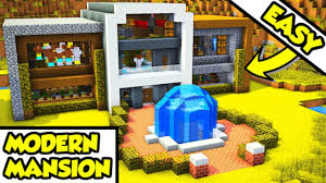 Use thicker cobblestone walls for creeper blast resistance. Minecraft Modern Mansion Survival House Tutorial How To Build Youtube