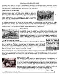 19 although world war one was a world war, most of the fighting was confined to a few key areas. A Brief History Of World War I Reading Comprehension Worksheet Text