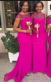 Vintage Fuchsia Long Mermaid Bridesmaid Dress Sheer Neck Bridesmaid Bridesm Fuschia Bridesmaid Dresses Mermaid Bridesmaid Dresses Pink Wedding Guest Dresses