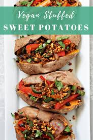 Vegan Stuffed Sweet Potatoes Cook Nourish Bliss Recipe In 2020 Vegan Sweet Potato Sweet Potato Recipes Healthy Sweet Potato Recipes Baked
