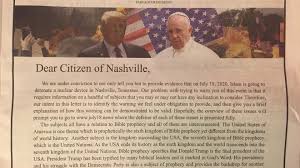 This was not a political bombing. Tennessee Newspaper Apologizes For Horrific Ad That Warns Islam Will Nuke Nashville Marketwatch