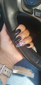 Coffin Black And Clear Acrylic Nails Maleficent Inspired In 2020 Black Acrylic Nails Pink Acrylic Nails Acrylic Nails Coffin