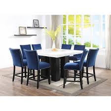 Inland empire furniture jacklyn formal dining room set the dining room is an important place to host guests. Camila Marble Top Square 9 Piece Counter Height Dining Set Blue Velvet Cm540ptpbccbn9pc