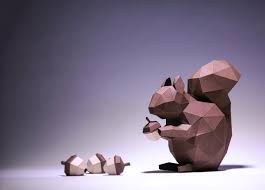 Squirrel Paper Craft Digital Template Origami Pdf Download Etsy Squirrel Paper Crafts Origami