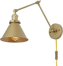 Find swing arm lights at wayfair. Lnc Swing Arm Wall Sconce Lighting Adjustable Gold Plug In Lamp 1 Pack Amazon Com