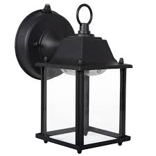 Maxxima Led Porch Lantern Outdoor Wall Light Black W Clear Glass Photocell Sensor 530 Lumens Walmart Com Walmart Com
