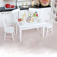 5pcs 1 12 Wooden Kitchen Dining Table Chair Set Barbie Dollhouse Furniture White Dining Table In Kitchen White Wooden Chairs Dollhouse Dining Room