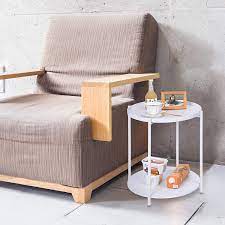 Round wood coffee table bed sofa side table tea fruit snack serve plate furnitur. Round Tray End Table 2 Tier Removable Tray Metal Round Side Tables Black Sofa Side Snack Round Table Side Coffe Table For Living Room Bedroom Balcony Home Kitchen End Tables Tennesseegreenac Com
