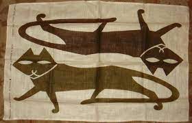 Mcm Kilkenny Design Workshop Modern Cat 100 Linen Tea Towel Mid Century New Cat Tea Towel Linen Tea Towel Modern Cat