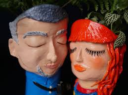 These are my first clay plant pots 🌿 with faces I ever made. I am very  proud of them:). I created them back in June as b-day gift for dearest  friends. I