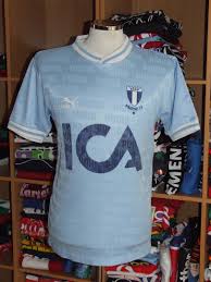 This was later changed to red and white striped shirts and black shorts to show that malmö ff was a new, independent club. Malmo Home Football Shirt 1988 1989