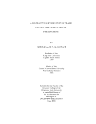 0 ratings0% found this document useful (0 votes). Pdf A Contrastive Rhetoric Study Of Arabic And English Research Article Introductions