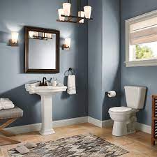 If you're not into bold and vibrant colors but prefer to stick with subdued hues, this would be a a small bathroom will require colors that make it appear spacious and open. Behr Marquee 8 Oz N480 5 Adirondack Blue One Coat Hide Interior Exterior Semi Gloss Enamel Paint Sample M Painting Bathroom Interior Paint Behr Marquee Paint