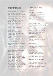 Check spelling or type a new query. Leave Out All The Rest Linkin Park Esl Worksheet By Teresasousa