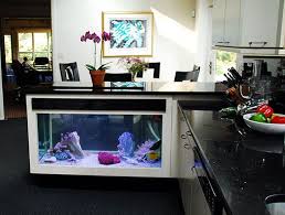 If It S Hip It S Here No Room For An Aquarium Think Again 20 Unusual Places In Your Home For Fish Kitchen Island Fish Tank Kitchen Island Design Home Decor