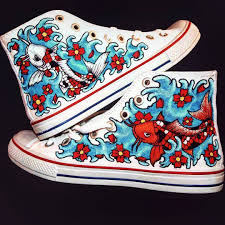 Koi Fish Koi Koifish Custompaintedshoes Converse Shoes Tattoo Kisiyeozel Tasarim Cizim Bo Custom Painted Shoes Behind The Scenes Painted Shoes